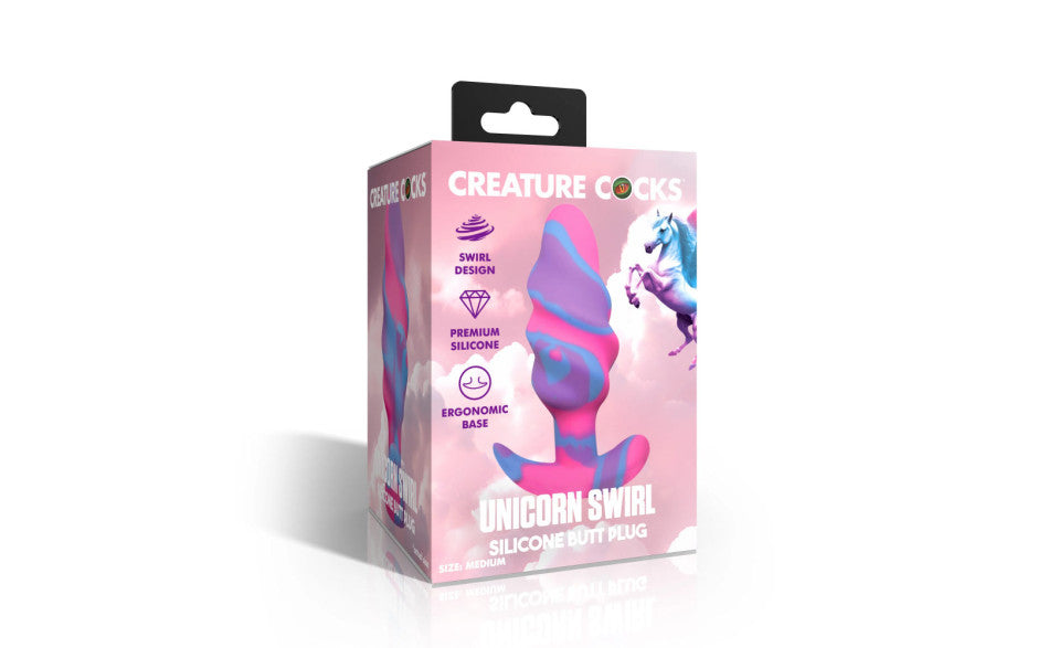 Unicorn Swirl Silicone Butt Plug Medium