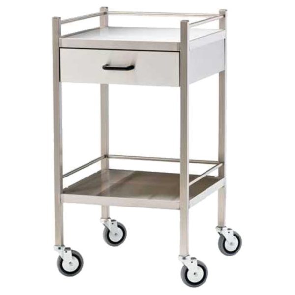 Medium Stainless Steel Trolley with Drawer 60 x 50 x 97cm