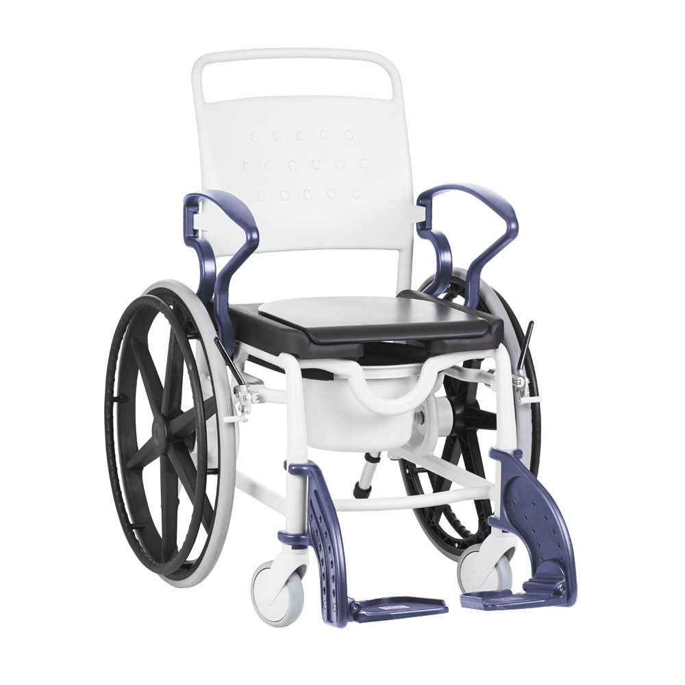 Self-Propelled Shower Commode Wheelchair - Hospital Grade, Red, 130kg Capacity