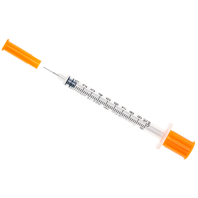 1mL Insulin Syringe with Fixed Needle – Sterile Disposable, Box of 100