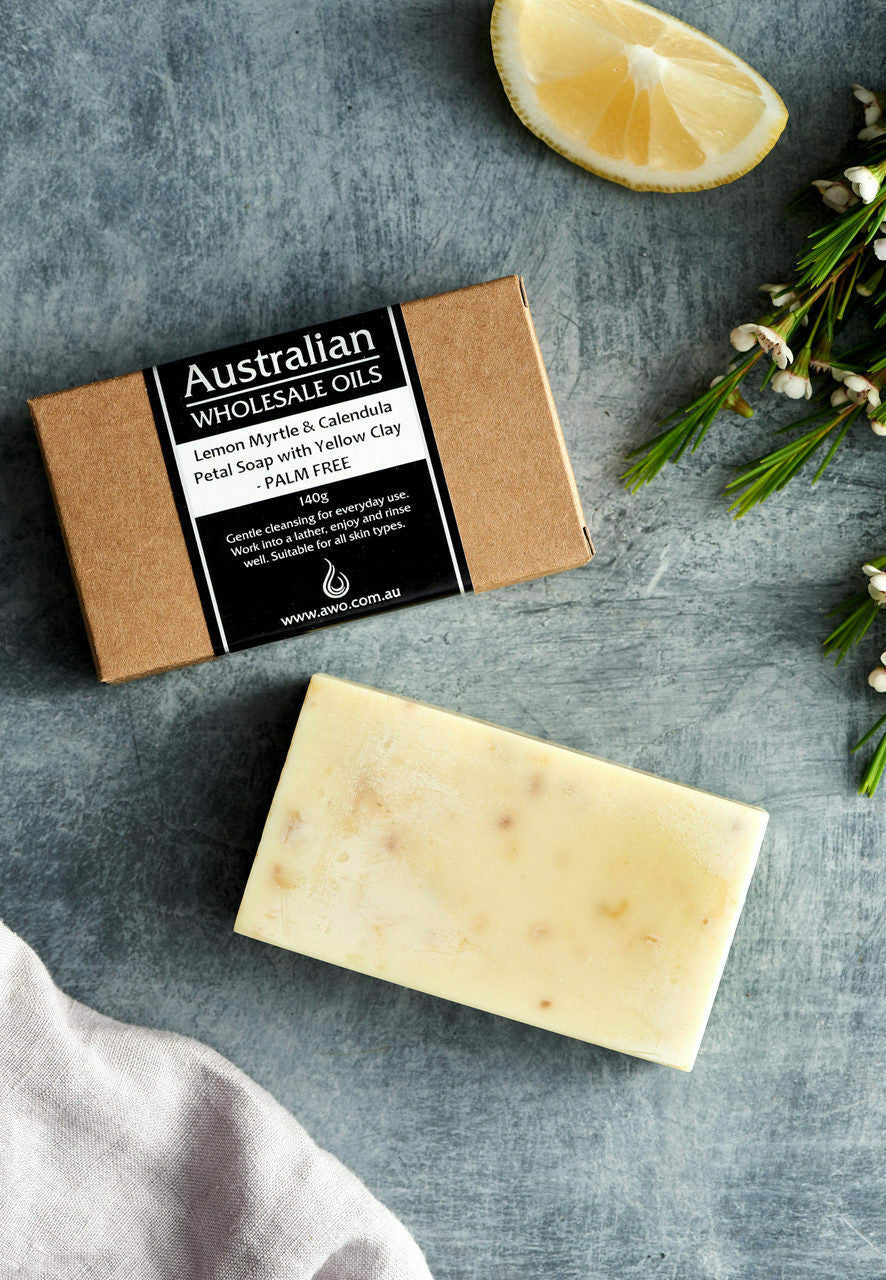 Natural Homemade Soap- Lemon Myrtle & Calendula- Palm Oil Free | AWO