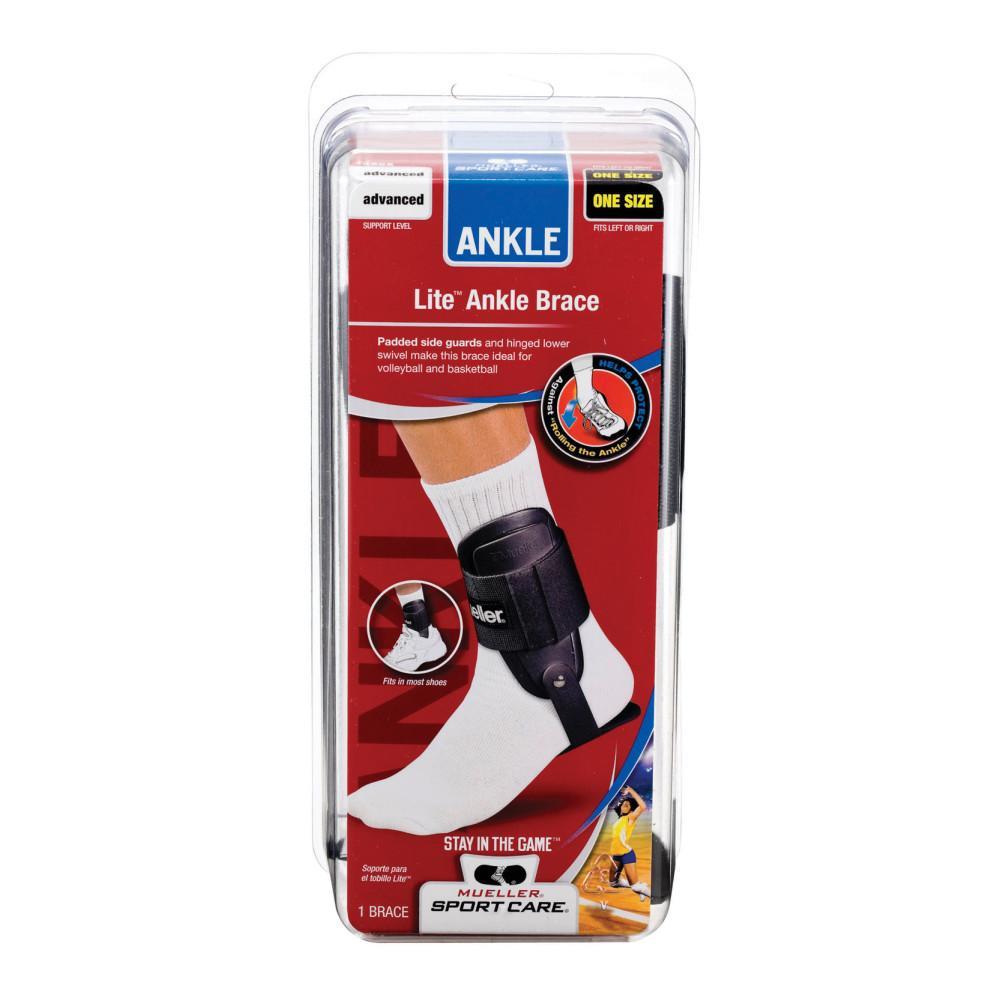 Mueller Lite Ankle Brace - Adjustable One Size Fits Most Black for Injury Prevention