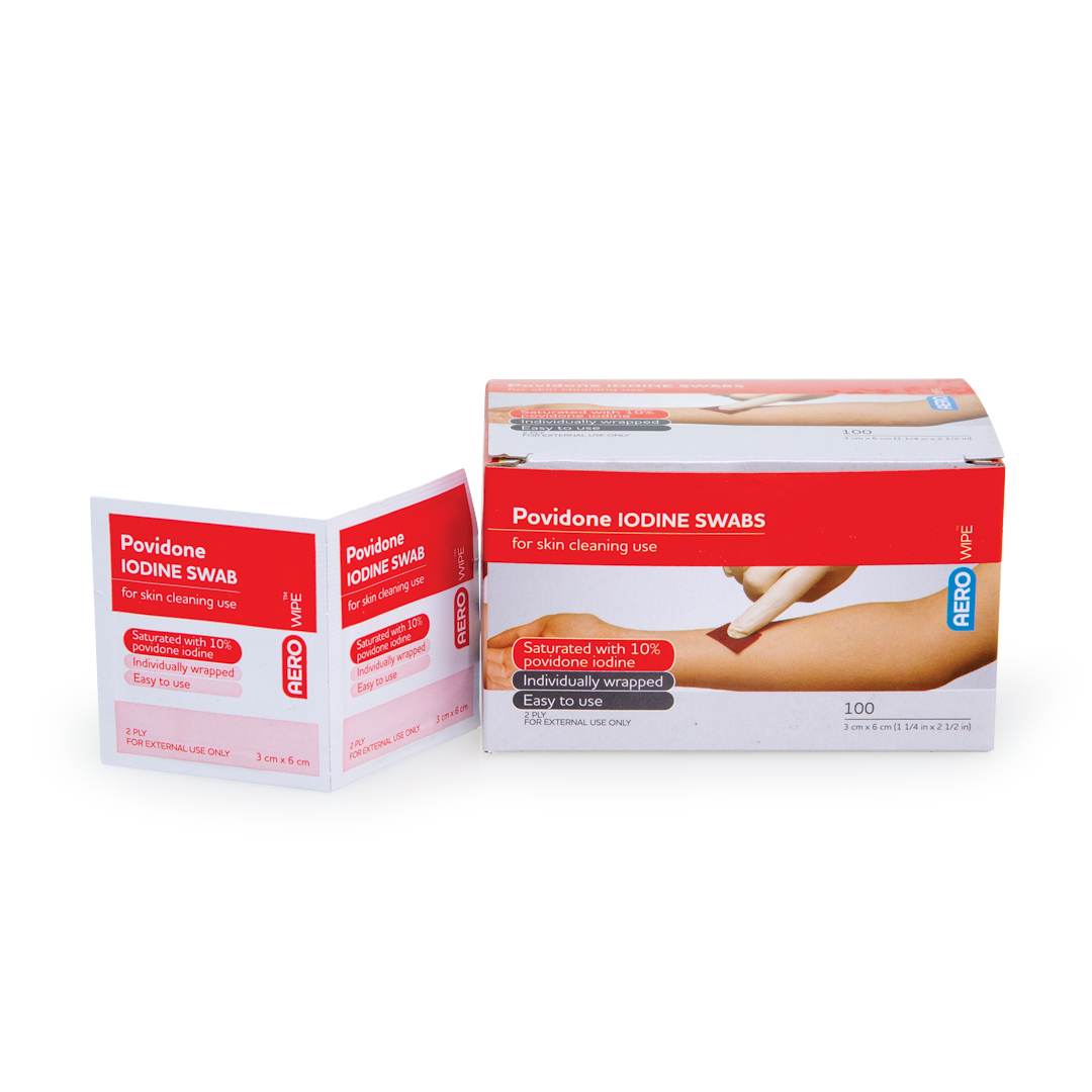 Areo Povidine Iodine Swab - Box 100