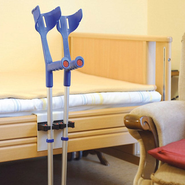 Bedside Crutch Holder - Secure Walking Aid Clamp for Canes & Sticks