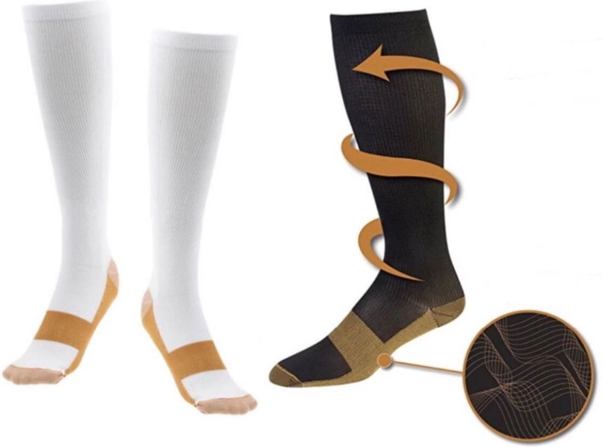 Copper Compression Stockings | Compression Socks | Support Stockings | Sports Socks II Airplane Socks | Size S/M (36-40) | Black