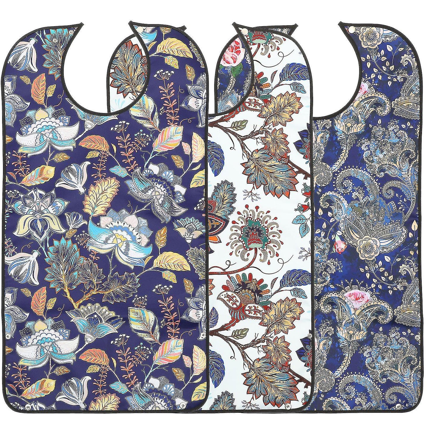 3 Pcs Adult Decorative Bibs with Adjustable Strap for Seniors Elderly