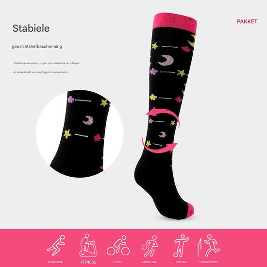 7 pairs of sports compression socks for cycling, running, compression stockings, nursing tights and fitness compression stockings (S/M)