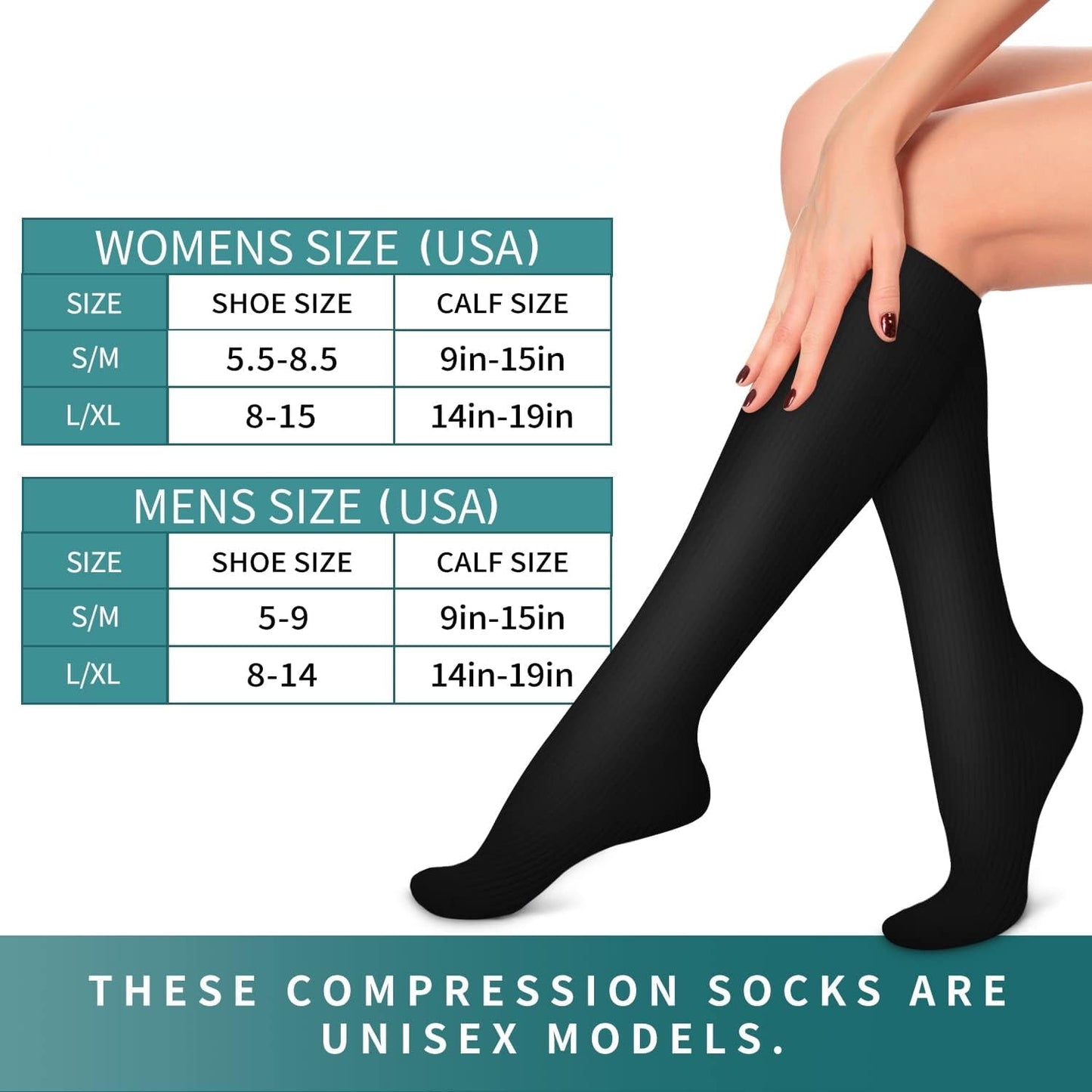 6Pairs Compression Socks for Women and Men - Best for Circulation, Running, Athletic, Recover, Nurse, Travel S/M 14 Black