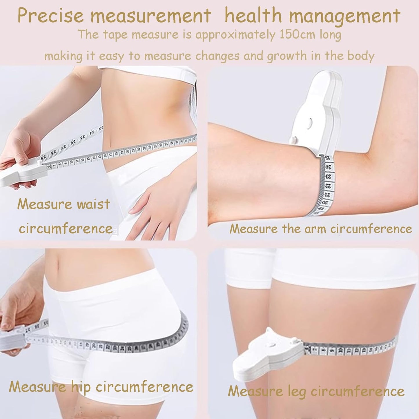 Measuring Tape - Body Measuring Tape - Circumference Measurement - Losing Weight - Waist Measurement - Fitness Accessories - Centimeter - Tailor's Tape - Roll-up - Body Measurement - Muscle Mass - Waist Circumference - Measuring Tape - White - 1 Piece