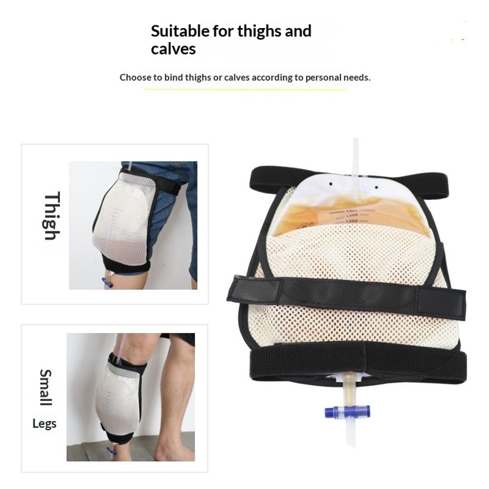 Leg Bag Mesh Holder with Pocket for Urine Collection Bags Nephrostomy Foley Urinary Catheter Stabilization Device Suprapubic Drainage Cath Supplies Wheelchairs Men Women (Only fixed package)