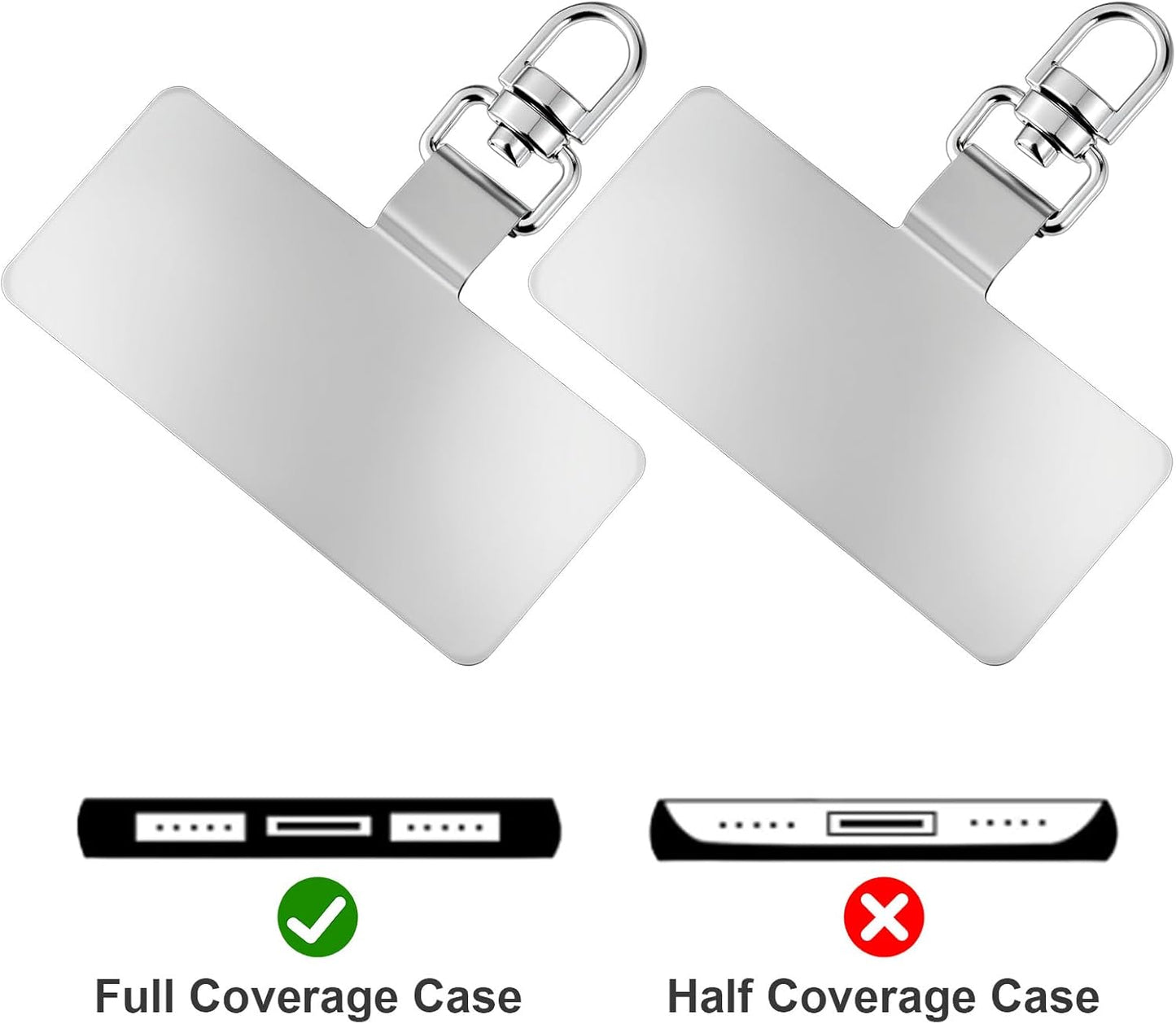 20 Pack Phone Tether Tab, 360° Rotatable Phone Lanyard Tab Stainless Steel Cellphone Lanyard Patch Universal Smartphone Lanyards Pad for Full Phones Cases (Silver)