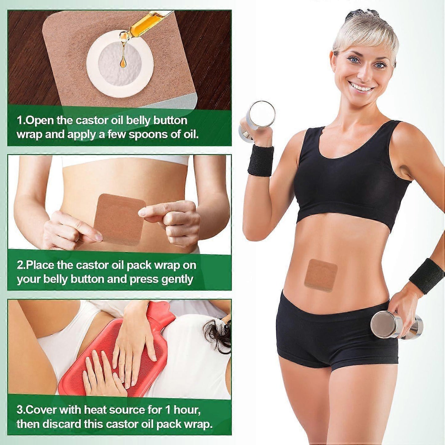 50Pcs Disposable Castor Oil Pack Wrap Belly Button Pads, Highly Absorbent