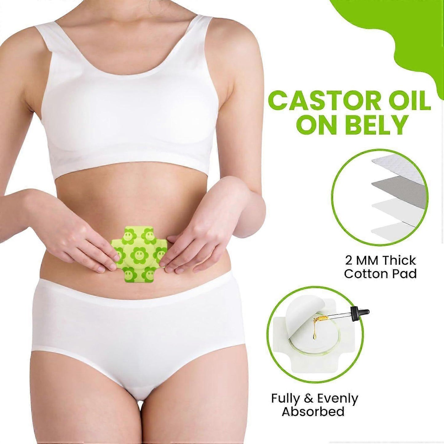 Organic Castor Oil Pack Wrap,Self-Adhesive, Flexible Highly Absorbent Castor Oil