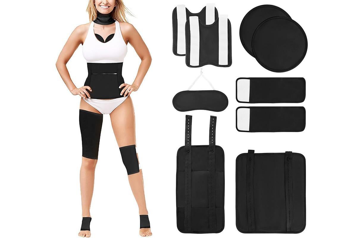 9Pcs Castor Oil Pack Kit Compress Reusable Wrap Belt Inflammation Toxin Remover Set -Nude