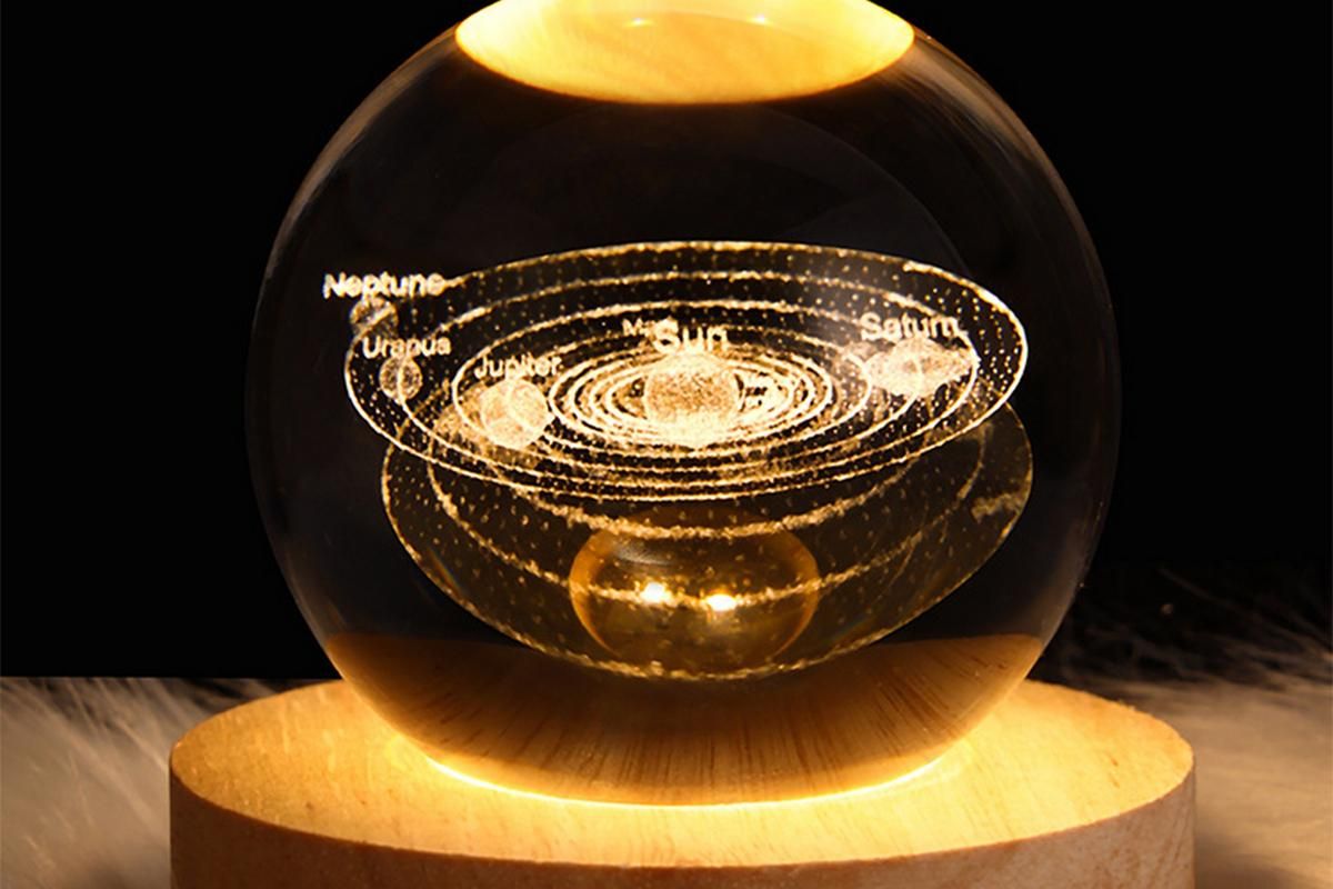 3D Milky Way System Ball with LED Stand Base Romantic Decor 3D Galaxy Crystal Ball Night Light Glass Sphere Paperweight Decorative Balls Birthday Christmas Gifts for Boys Girls - Nebula