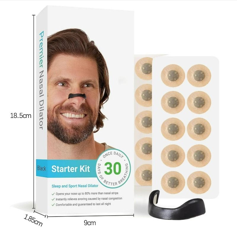 Round Magnetic Nose Clip Set: Anti-Snoring and Breathing-Enhancing Nose Patches—Breathing Aid for Sleep and Exercise—White