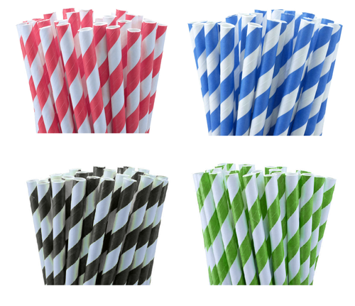 1000-Pack Red White Biodegradable Eco Paper Drinking Straws - Bulk Party & Cafe