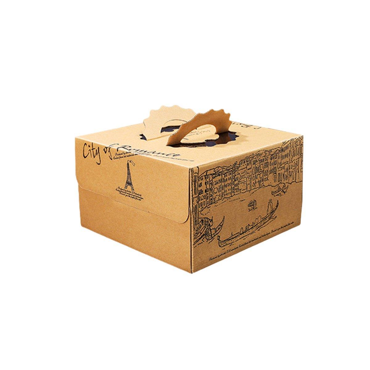 Kraft Paper Cake Boxes 10-Pack - Double Height European Style 8 Inch