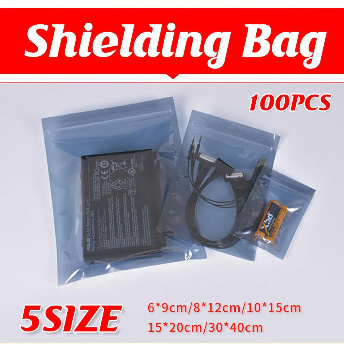 Plastic Self Sealing Bags 100PCS 5Sizes Anti Static Semi Transparent Resealable - 15x20cm