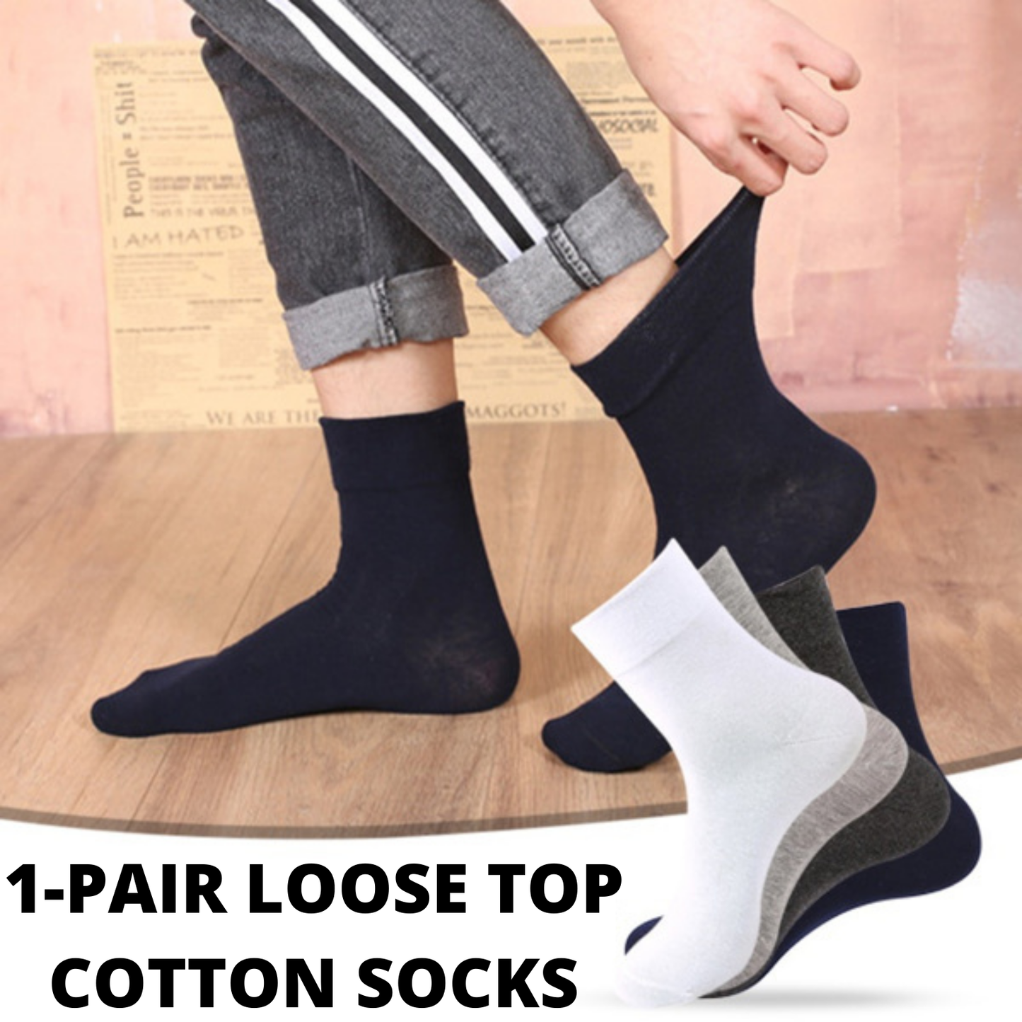 1x Pair COTTON Rich LOOSE TOP SOCKS Dress Medical Circulation Diabetic Comfort - -
