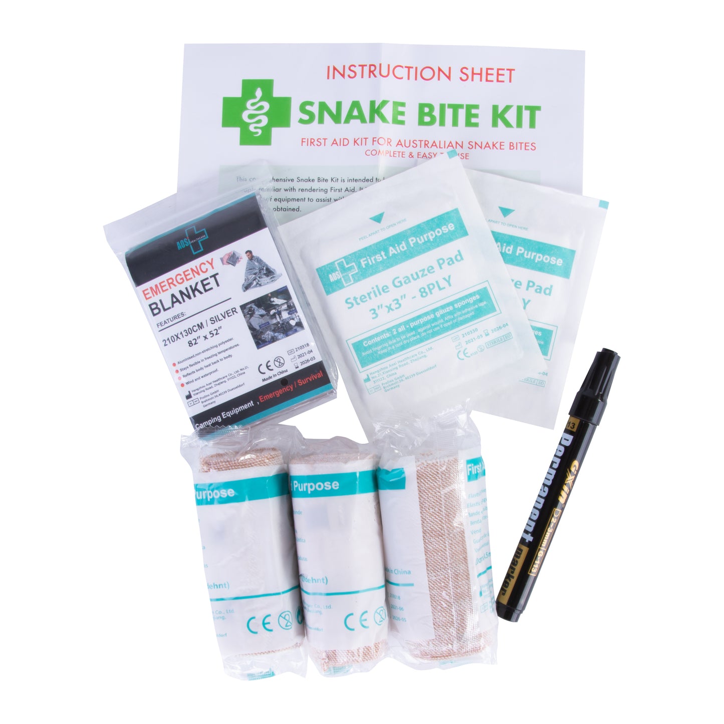 Piece Australian Snake Bite First Aid Kit Camping Hiking Travel