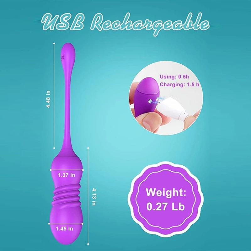 Purple ThrustWave Vibrating & Telescopic Pleasure Egg - 12 Vibe & 3 Thrust Modes