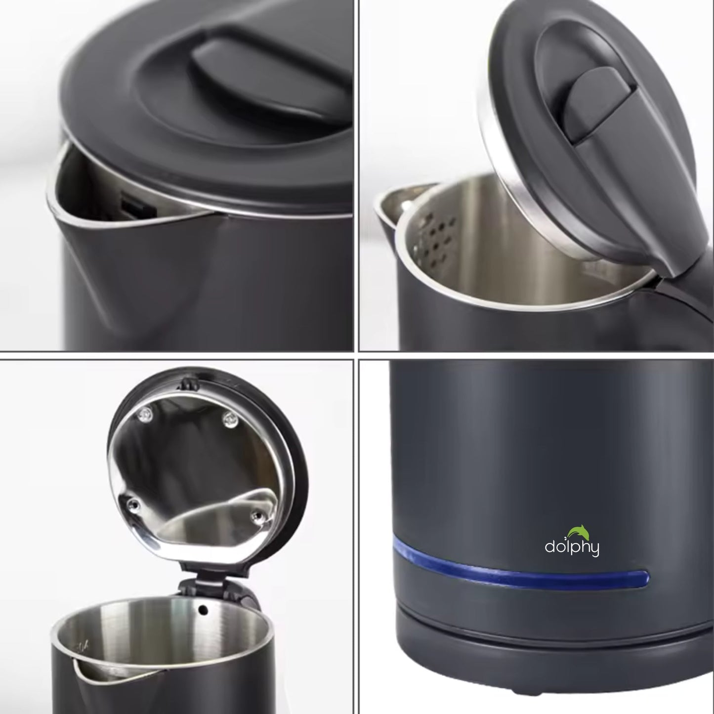 0.8L Electric Kettle 800W Matt Black with Light Design
