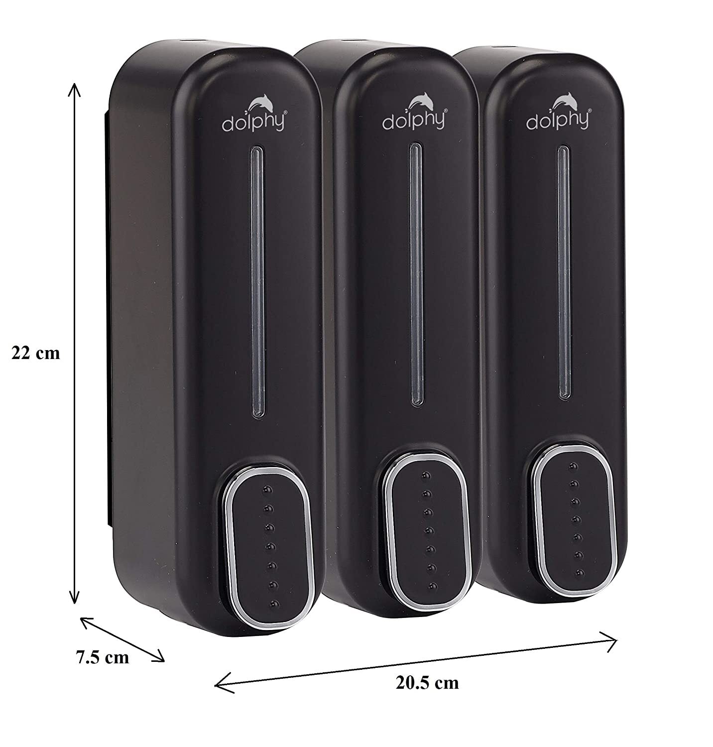 Manual Liquid Soap Dispenser 300ml Pack of 3 - Black