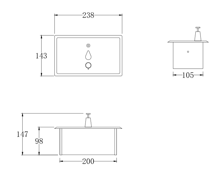 Recessed Wall Mounted Soap Dispenser 1400ml Bathroom