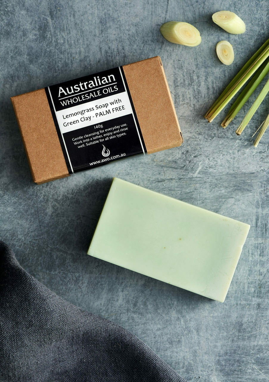 Natural Homemade Soap- Lemongrass with Green Clay- Palm Oil Free | AWO