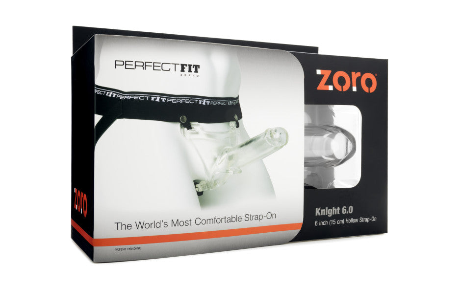 Zoro Knight 6in Hollow Shaft Clear Strap On