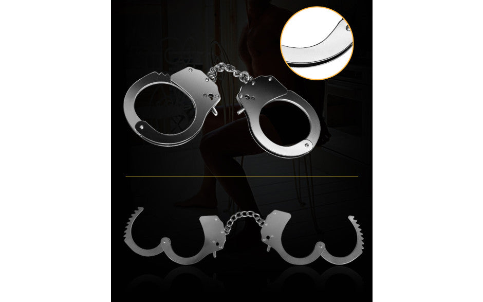 Fetish Pleasure Metal Hand Cuffs Silver