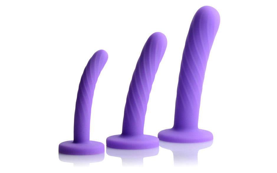 Tri-Play 3 Pc Purple Silicone Dildo Set