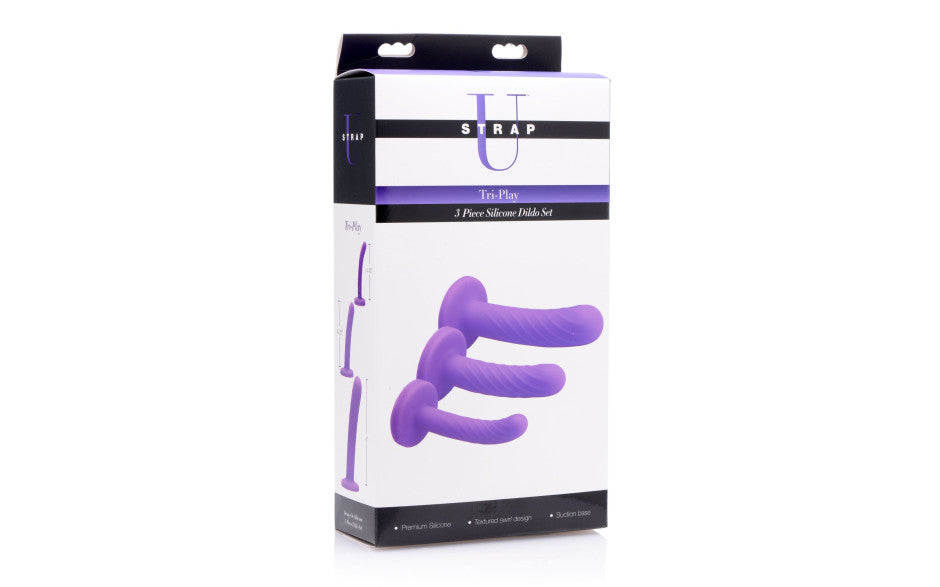 Tri-Play 3 Pc Purple Silicone Dildo Set