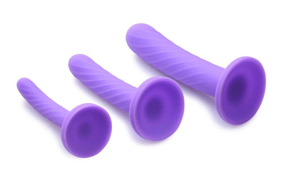 Tri-Play 3 Pc Purple Silicone Dildo Set