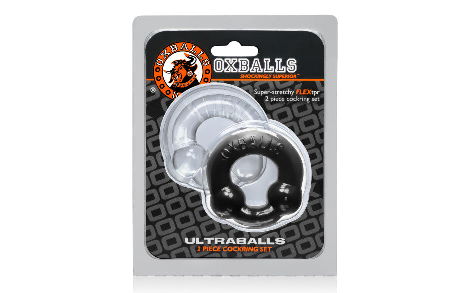 Ultraballs 2 Pk Cockring Black And Clear