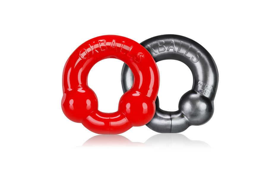 Ultraballs 2 Pk Cockring Steel And Red