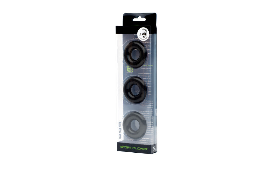Sport Fucker Rubber Cockring 3 Pk Black