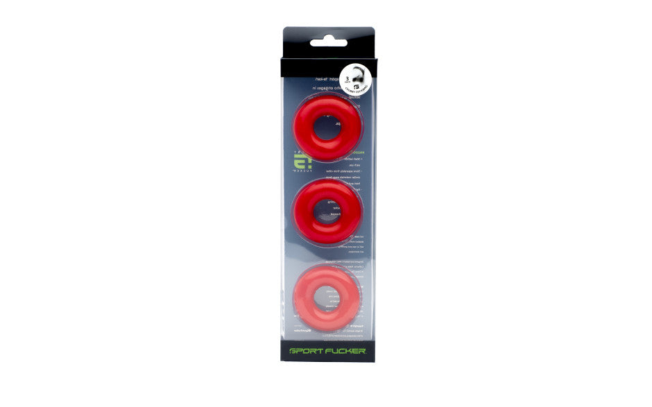 Sport Fucker Chubby Cockring 3 Pk Red