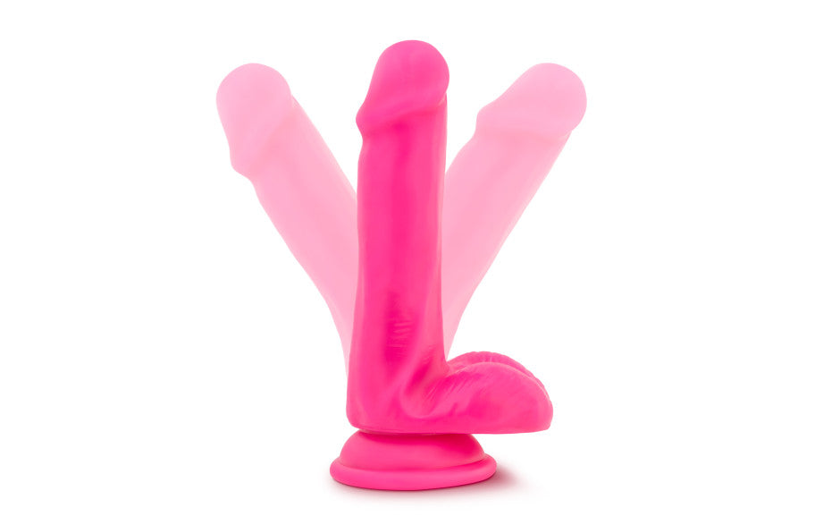 Neo Dual Density Cock With Balls 6in Neon Pink