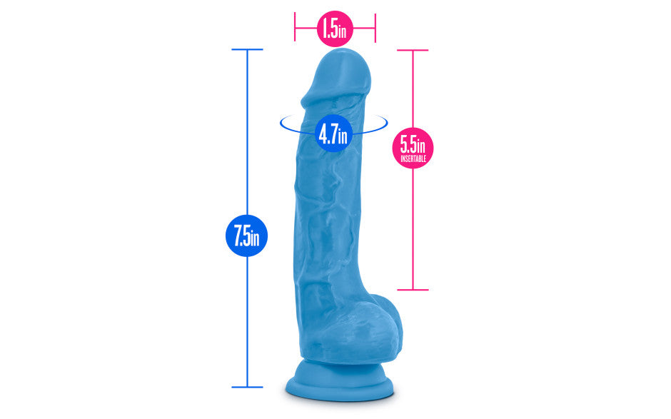 Neo Dual Density Cock With Balls 7in Neon Blue