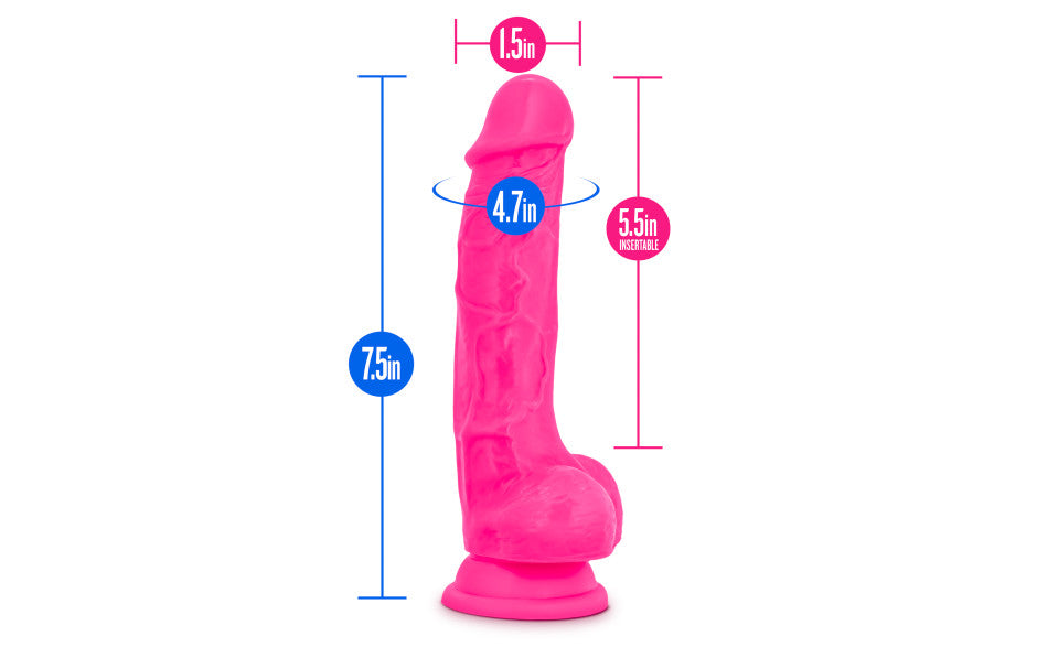 Neo Dual Density Cock With Balls 7in Neon Pink