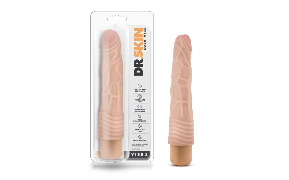 Dr Skin Cock Vibe 2 9in Vibrating Cock Beige