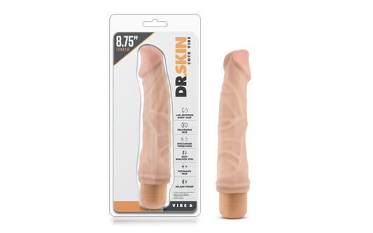 Dr Skin Cock Vibe 6 8.5in Vibrating Cock Beige