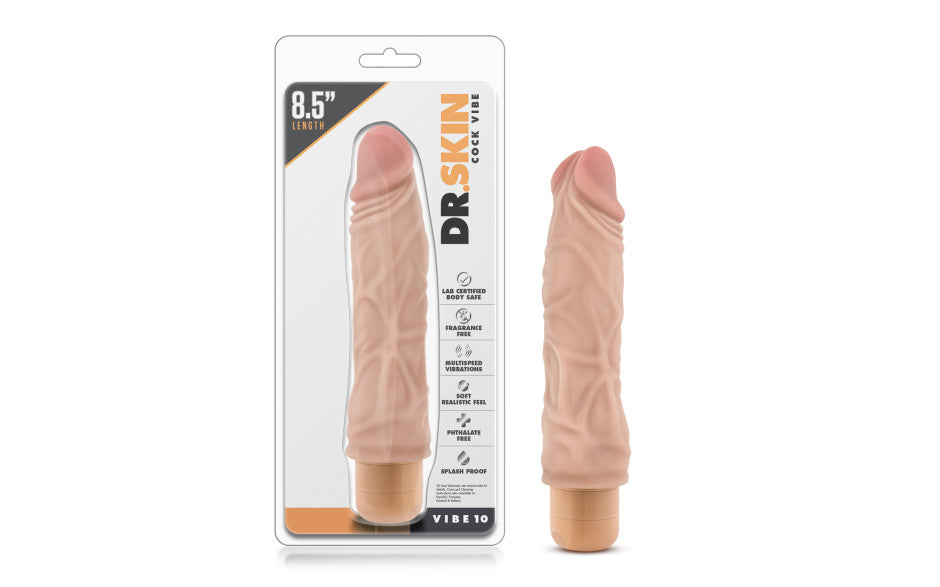 Dr Skin Cock Vibe 10 8.5in Vibrating Cock Beige
