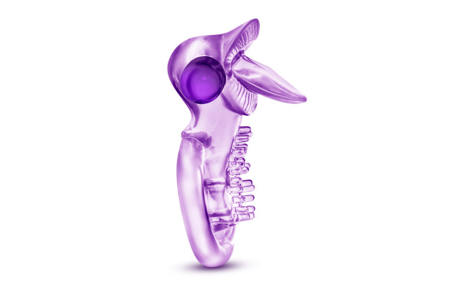 Play With Me Lick It Vibrating Double Strap Cock Ring Purple
