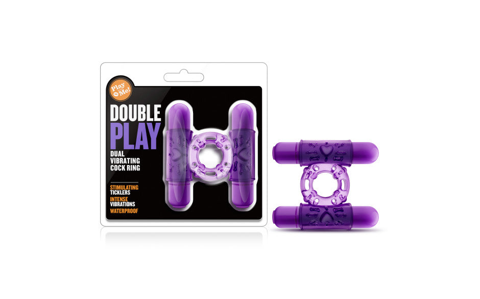 Play With Me Double Play Dual Vibrating Cock Ring Purple