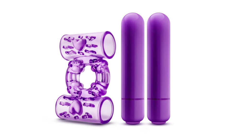 Play With Me Double Play Dual Vibrating Cock Ring Purple