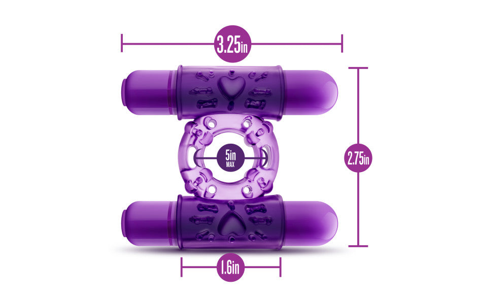 Play With Me Double Play Dual Vibrating Cock Ring Purple