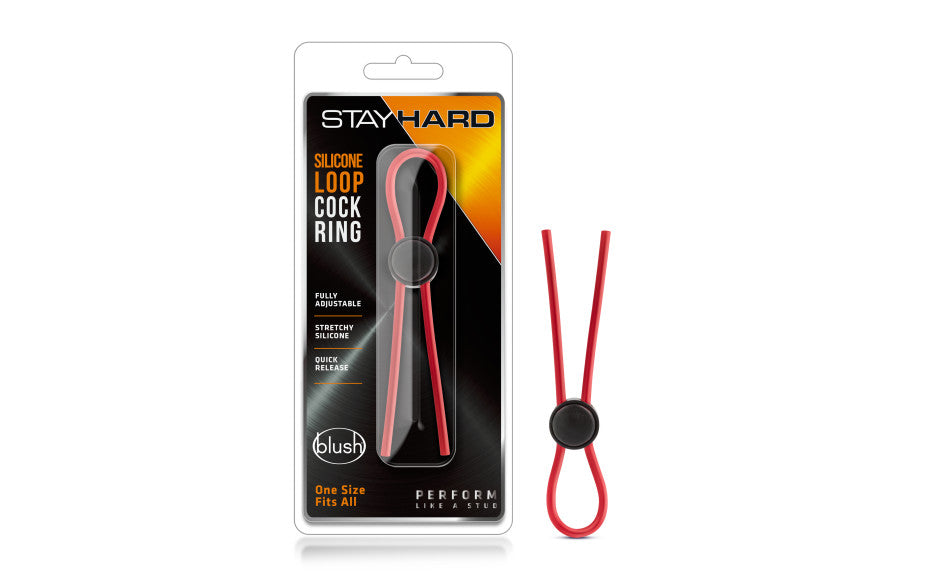Stay Hard Silicone Loop Cock Ring Red